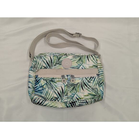 Kipling Angie Light Crossbody Bag Green Jungle Leaf Nylon Travel Bag - Picture 1 of 8